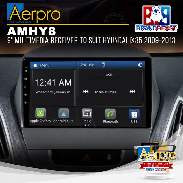 Aerpro AMHY8 9" Multimedia Receiver Suit Hyundai iX35 2009 - 2013