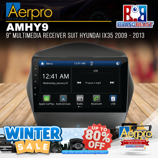 Aerpro AMHY9 9" Multimedia Receiver Suit Hyundai iX35 2009 - 2013