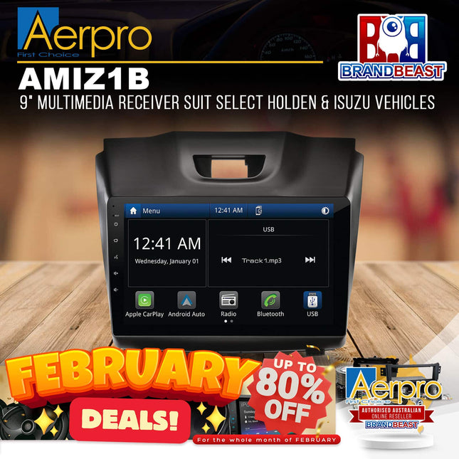 Aerpro AMIZ1B 9&quot; Multimedia Receiver Suit Select Holden &amp; Isuzu Vehicles