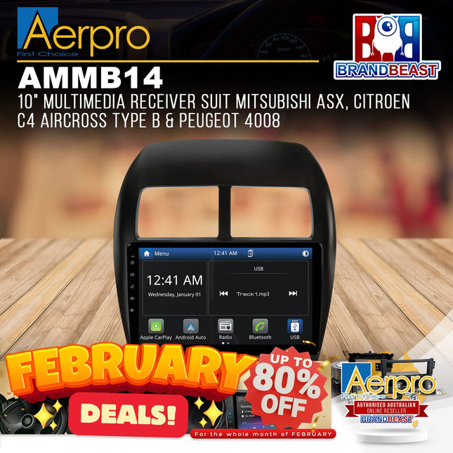 Aerpro AMMB14 10&quot; Multimedia Receiver Suit Mitsubishi/Citroen/Peugeot Vehicles