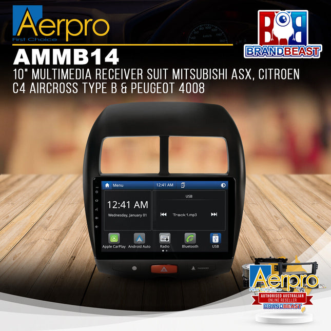 Aerpro AMMB14 10" Multimedia Receiver Suit Mitsubishi/Citroen/Peugeot Vehicles