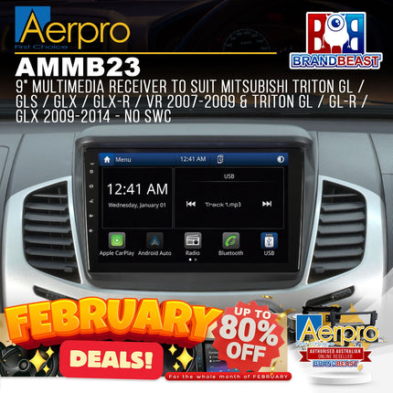 Aerpro AMMB23 9" Multimedia Receiver Suit Mitsubishi Various Models