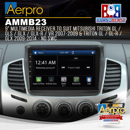 Aerpro AMMB23 9" Multimedia Receiver Suit Mitsubishi Various Models