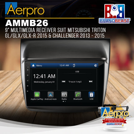 Aerpro AMMB26 9" Multimedia Receiver Suit Mitsubishi Triton GL/GLX/GLX-R 2015