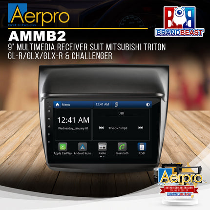 Aerpro AMMB2 9" Multimedia Receiver Suit Mitsubishi Triton GL-R/GLX/GLX-R