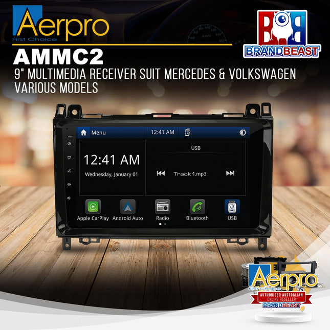 Aerpro AMMC2 9" Multimedia Receiver Suit Mercedes & Volkswagen Various Models