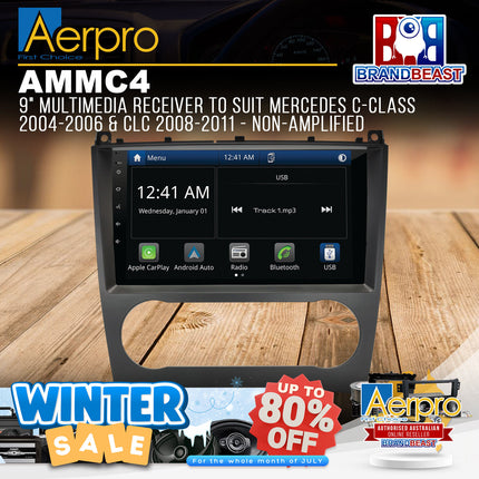 Aerpro AMMC4 9" Multimedia Receiver Suit Mercedes C-Class & CLC (Non-Amplified)