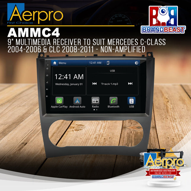 Aerpro AMMC4 9" Multimedia Receiver Suit Mercedes C-Class & CLC (Non-Amplified)