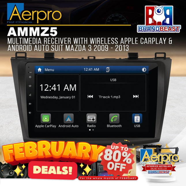 Aerpro AMMZ5 Multimedia Receiver With Apple CarPlay & Android Auto Suit Mazda 3