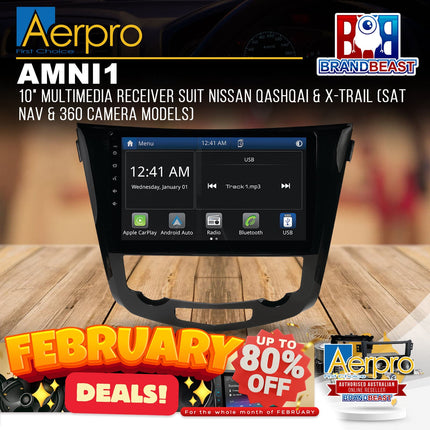 Aerpro AMNI1 10" Multimedia Receiver Suit Nissan QASHQAI & X-Trail