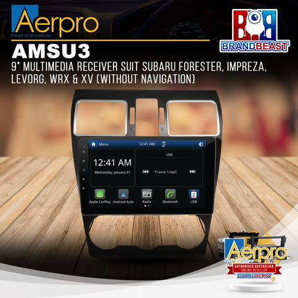 Aerpro AMSU3 9" Multimedia Receiver Suit Subaru Forester/Impreza/Levorg/WRX/XV