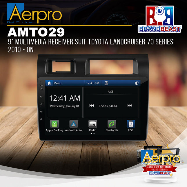 Aerpro AMTO29 9" Multimedia Receiver Suit Toyota Landcruiser 70 Series 2010 - ON