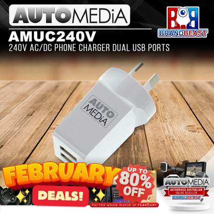 Automedia AMUC240V 3.4A Dual USB AC Fast Charger