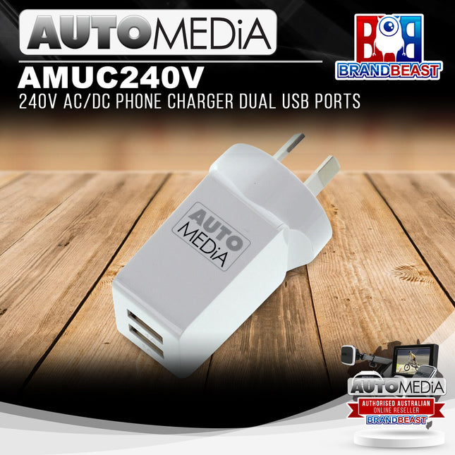 Automedia AMUC240V 3.4A Dual USB AC Fast Charger
