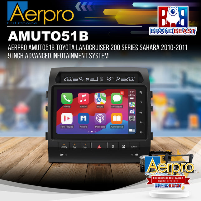 Aerpro AMUTO51B Toyota LandCruiser 200 Series Sahara 2010-2011 9 Inch Advanced Infotainment System