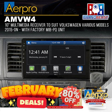 Aerpro AMVW4 10" Multimedia Receiver For VW Various Models (With Factory MIB-PQ)