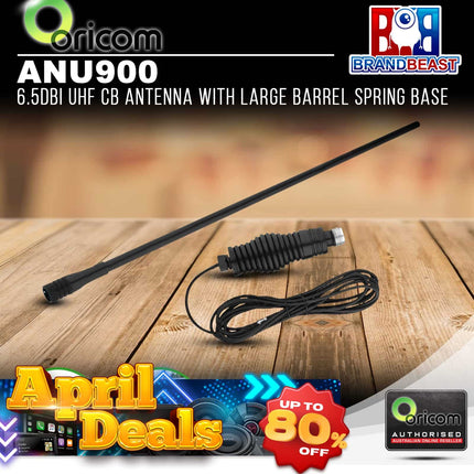 Oricom ANU900 6.5dBi UHF CB Antenna with Large Barrel Spring Base