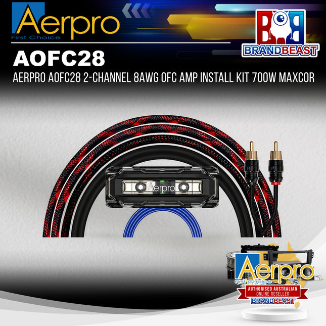 Aerpro AOFC28 2-Channel 8AWG OFC Amp Install Kit 700W Maxcor