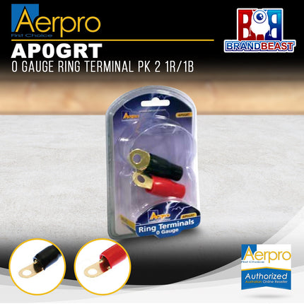 Aerpro AP0GRT 0 Gauge Red/Black Ring Terminal - 2 Pieces