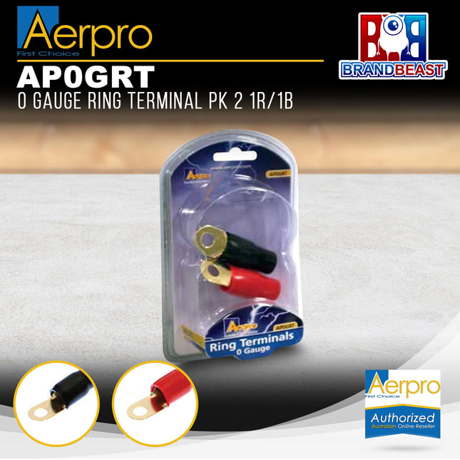 Aerpro AP0GRT 0 Gauge Red/Black Ring Terminal - 2 Pieces