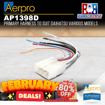 Aerpro AP1398D Primary Harness to Suit Daihatsu Various Models