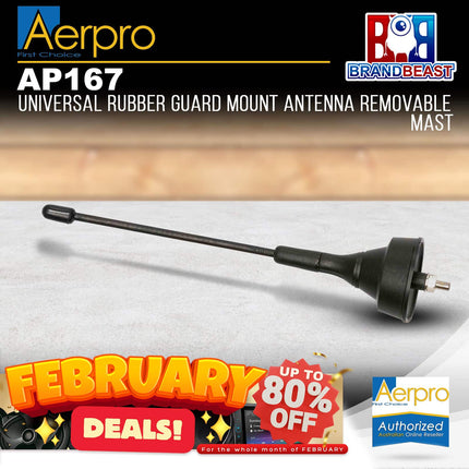 Aerpro AP167 Universal Rubber Guard Mount Antenna Removable Mast