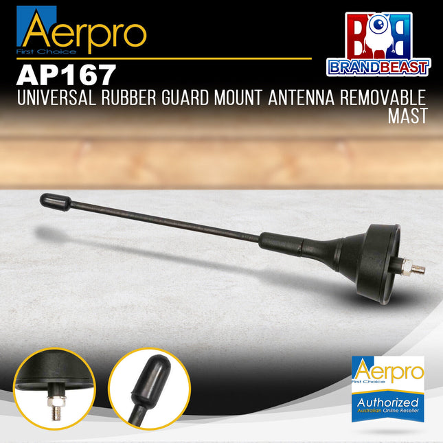 Aerpro AP167 Universal Rubber Guard Mount Antenna Removable Mast