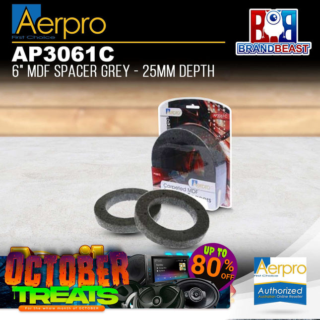 Aerpro AP3061C 6&quot; MDF Grey Speaker Spacers