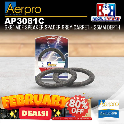 Aerpro AP3081C 6 x 9" MDF Grey Carpet Speaker Spacer