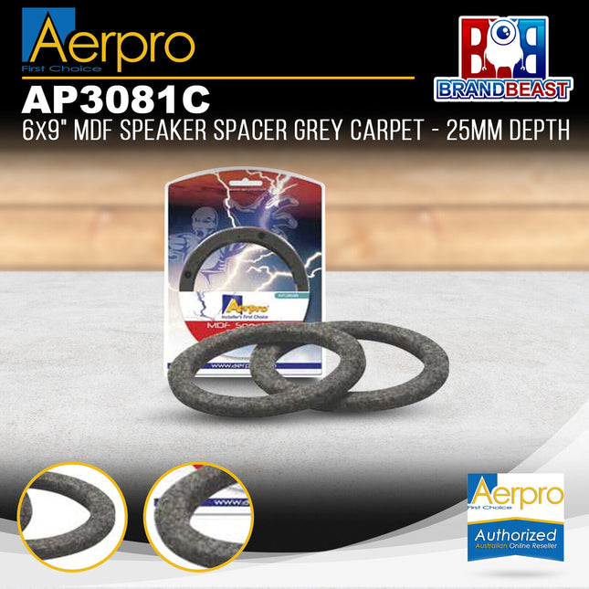 Aerpro AP3081C 6 x 9" MDF Grey Carpet Speaker Spacer