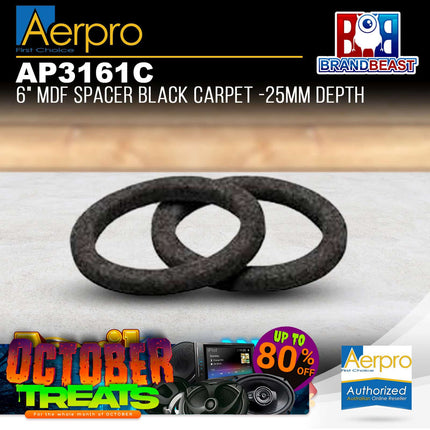 Aerpro AP3161C 6&quot; MDF Black Speaker Spacer Carpet