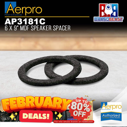 Aerpro AP3181C 6 x 9" Black Carpeted MDF Speaker Spacers