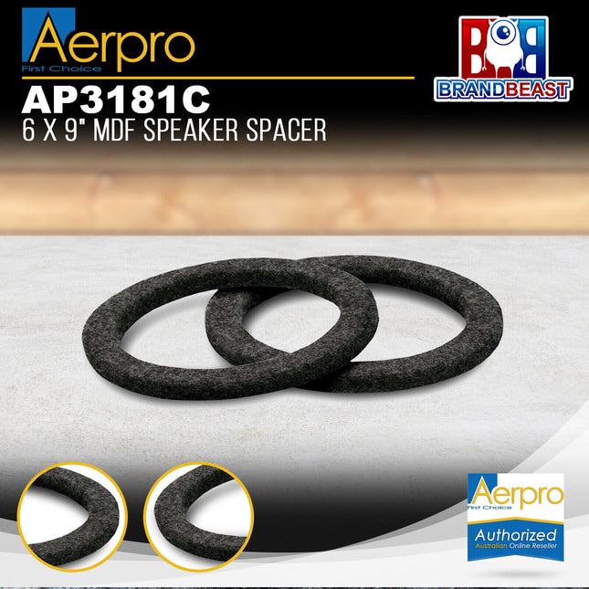 Aerpro AP3181C 6 x 9" Black Carpeted MDF Speaker Spacers