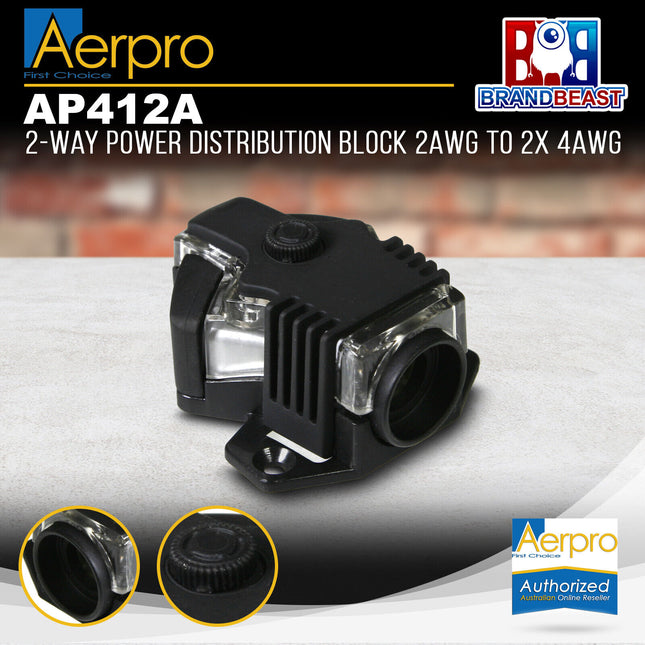 Aerpro AP412A 2-Way Power Distribution Block (1x 2AWG - 2x 4AWG)