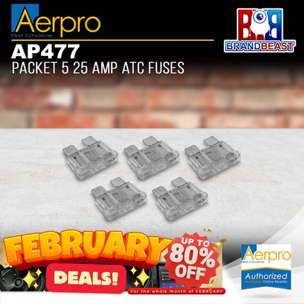 Aerpro AP477 25 Amp ATC Fuses Suits AP472 Fuse Holder - Packet of 5