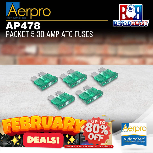 Aerpro AP478 30 Amp ATC Fuses Suits AP472 Fuse Holder - Packet of 5