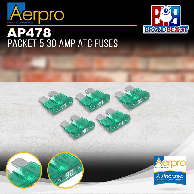 Aerpro AP478 30 Amp ATC Fuses Suits AP472 Fuse Holder - Packet of 5
