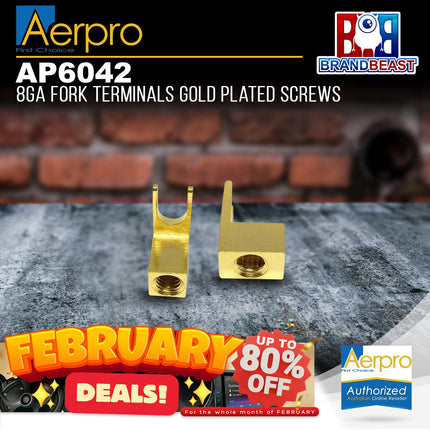 Aerpro AP6042 8 Gauge Gold Plated Screws Fork Terminals