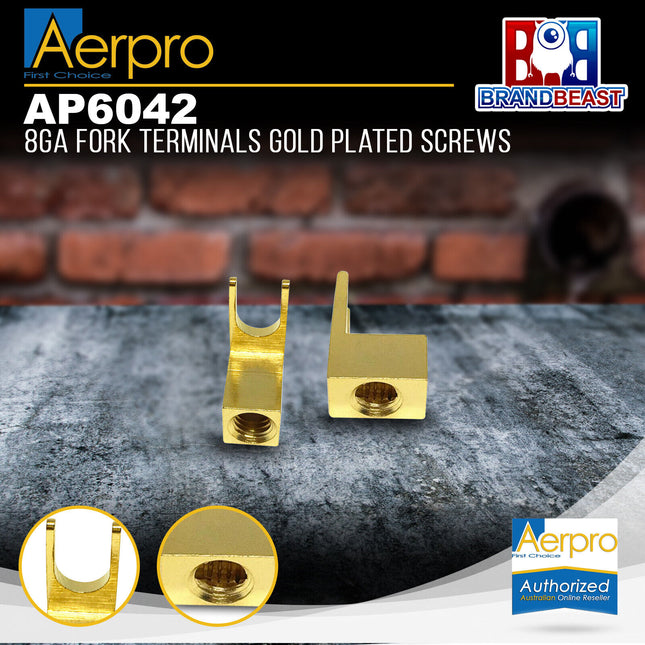 Aerpro AP6042 8 Gauge Gold Plated Screws Fork Terminals