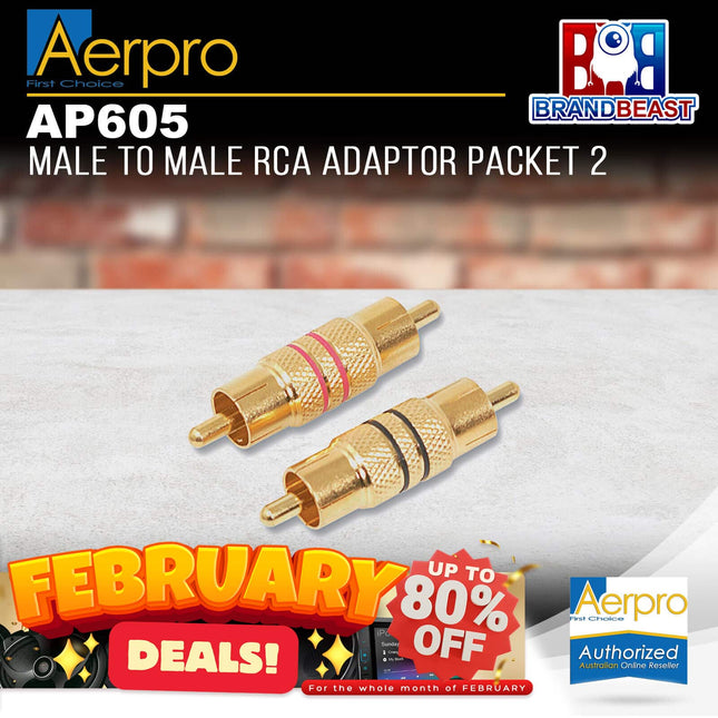 Aerpro AP605 Male to Male RCA Adaptor - 2 Pieces