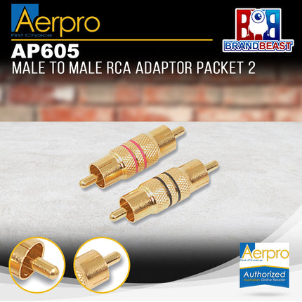 Aerpro AP605 Male to Male RCA Adaptor - 2 Pieces