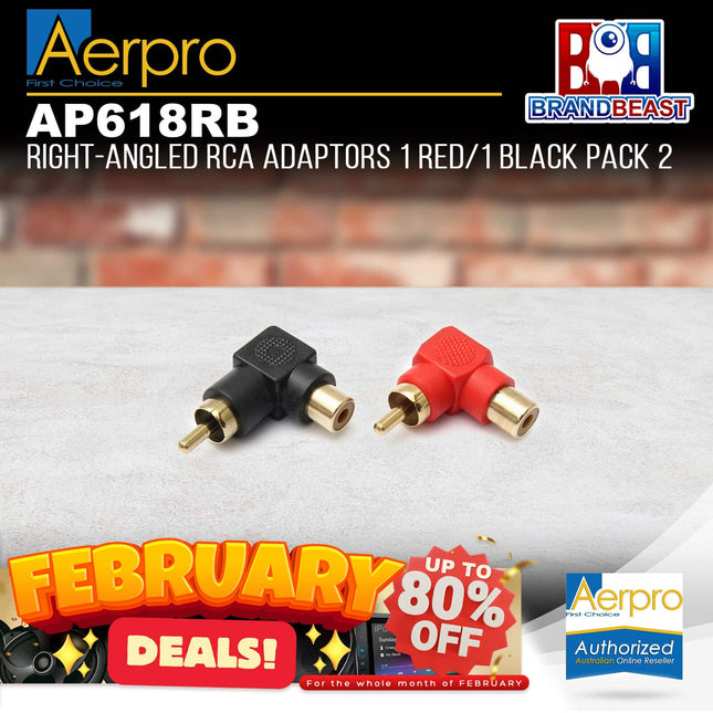 Aerpro AP618RB 1 Red/1 Black Right-Angled RCA Adaptors Pack of 2