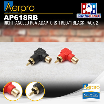 Aerpro AP618RB 1 Red/1 Black Right-Angled RCA Adaptors Pack of 2