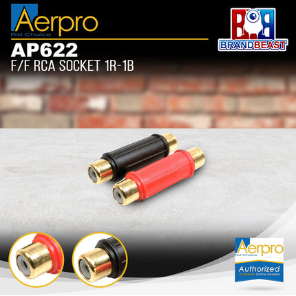Aerpro AP622 Female to Female RCA Socket 1 Red / 1 Blue