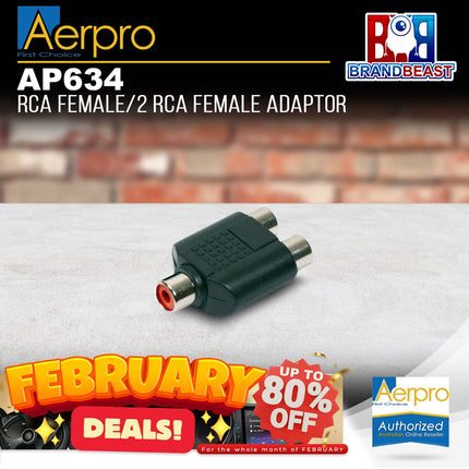 Aerpro AP634 RCA Female/2 RCA Female Adaptor