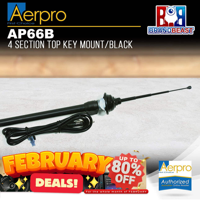 Aerpro AP66B 4 Section Top Key Mount Antenna - Black