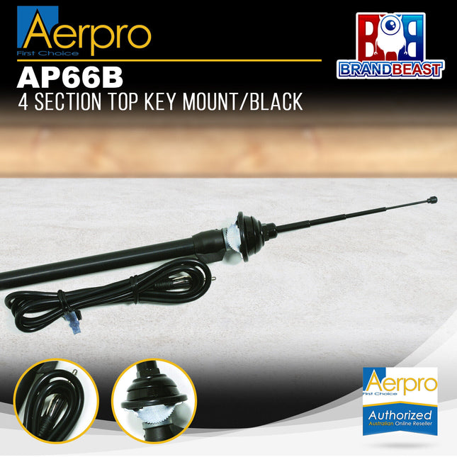 Aerpro AP66B 4 Section Top Key Mount Antenna - Black
