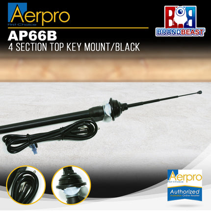 Aerpro AP66B 4 Section Top Key Mount Antenna - Black