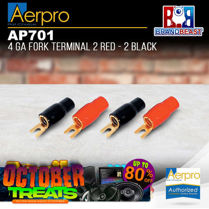 Aerpro AP701 4 Gauge Fork Terminals 2 Red / 2 Black