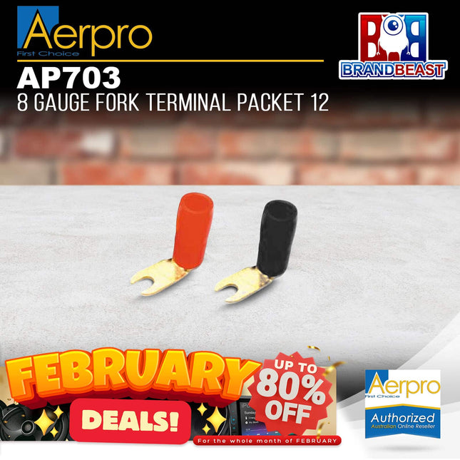 Aerpro AP703 8 Gauge Fork Terminal Packet of 12